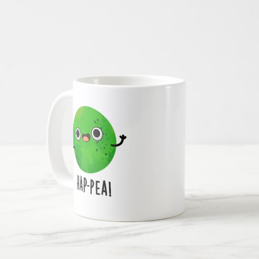 Hap-pea Funny Happy Pea Pun Kaffeetasse (Vorderseite Links)