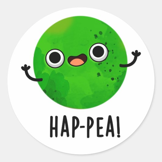 Hap-pea Funny Happy Pea Pun Runder Aufkleber (Vorderseite)