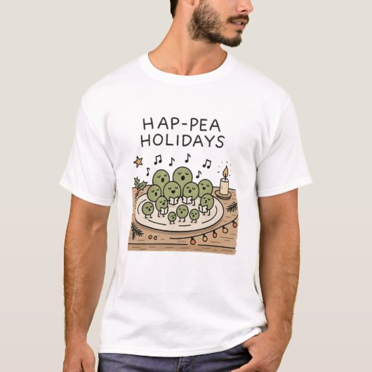 Hap-pea Holidays - Funny Christmas Pun T-Shirt (Vorderseite)