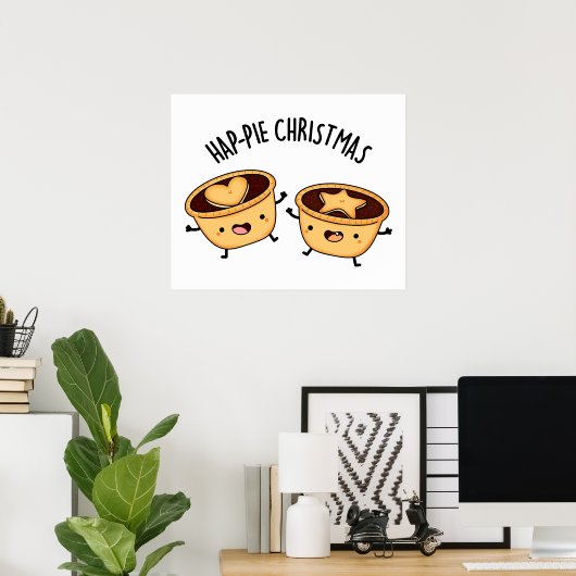 Hap-Pie Weihnachten Funny Christmas Pie Pun Poster (Heimbüro)