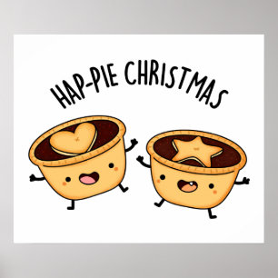 Hap-Pie Weihnachten Funny Christmas Pie Pun Poster