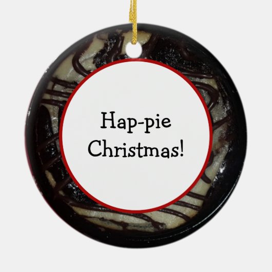 Hap-pie Weihnachten Funny Food Pun Keramik Ornament (Hinten)