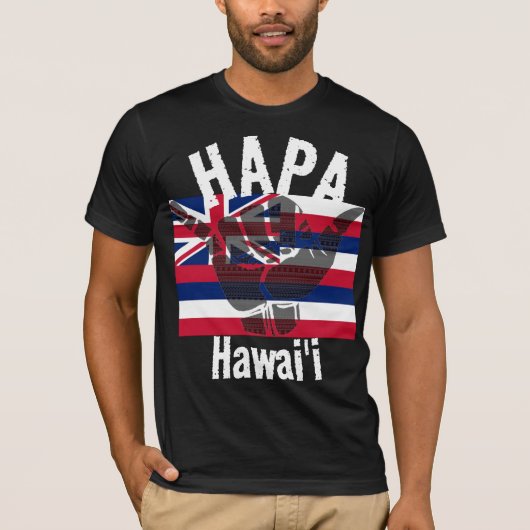 HAPA HAWAII HI Flag TRIBAL SHAKA BG Was T-Shirt (Vorderseite)