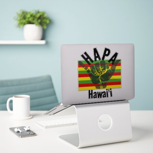 HAPA HAWAII Kānaka Maoli Flag TRIBAL SHAKA BG Aufkleber (Laptop auf Schreibtisch)