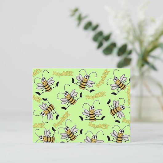 HapBEE Bee Collage Geburtstag Postkarte (Stehend Vorderseite)