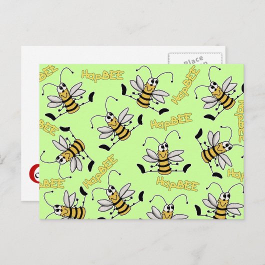 HapBEE Bee Collage Geburtstag Postkarte (Vorne/Hinten)