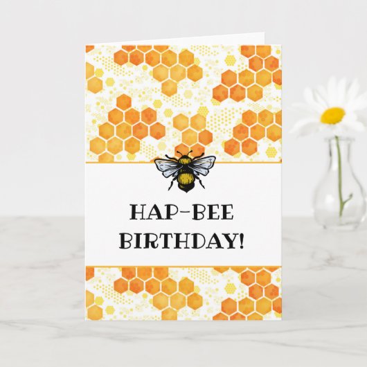 HapBEE Birthday Bumblebee Karte (Kleine Pflanze)