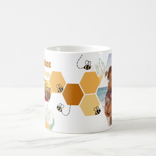 Hapbee Days 7 Foto Collage Bee and Honeycomb Kaffeetasse (Mittel)