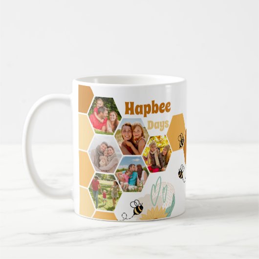 Hapbee Days 7 Foto Collage Bee and Honeycomb Kaffeetasse (Links)