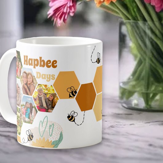 Hapbee Days 7 Foto Collage Bee and Honeycomb Kaffeetasse