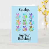 HapBee Geburtstag, niedliche Biene personalisiert Karte (Gelbe Blume)