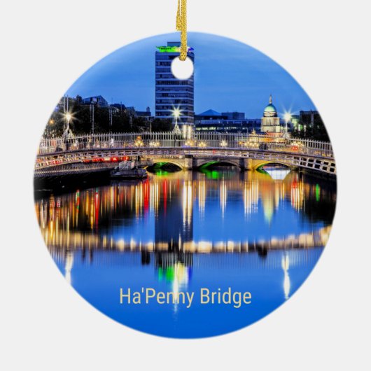 Ha'Penny Bridge, Dublin, Irland Keramik Ornament (Hinten)