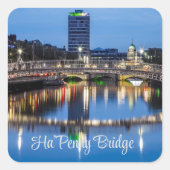Ha'Penny Bridge, Dublin, Irland Quadratischer Aufkleber (Vorderseite)
