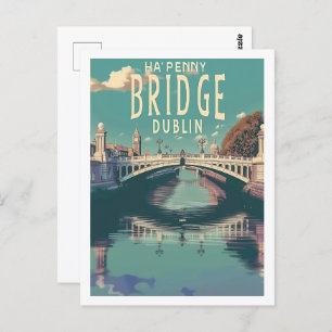 Ha'penny Bridge Dublin Vintag Postkarte
