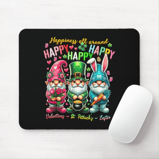 Hapness Allaround Gnome Happy Valentine St Patrick Mousepad (Mit Mouse)