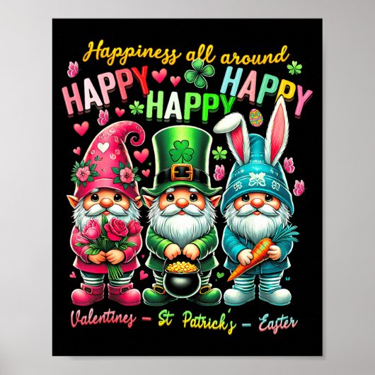 Hapness Allaround Gnome Happy Valentine St Patrick Poster (Vorne)