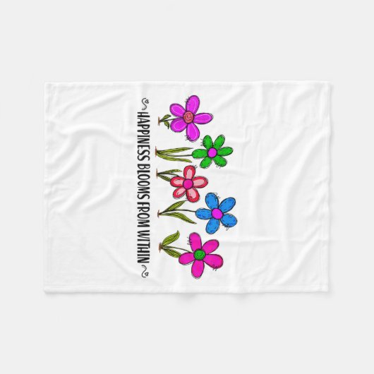 Hapness Blooms From A Within Insrational Motivatio Fleecedecke (Vorderseite (Horizontal))