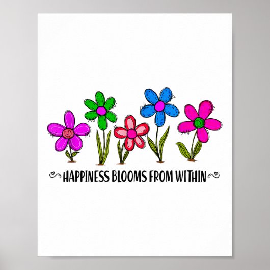 Hapness Blooms From A Within Insrational Motivatio Poster (Vorne)