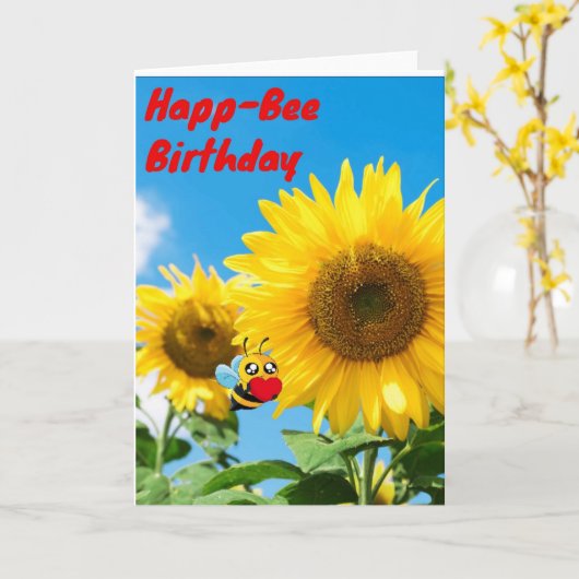 Happ-Bee Birthday Karte (Gelbe Blume)