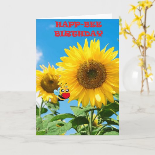 Happ-Bee Birthday Karte (Gelbe Blume)