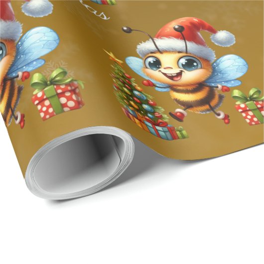 Happ-BEE Christmas Happy Bees Tree Gift Geschenkpapier (Rolleneckpunkt)