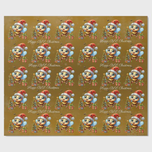Happ-BEE Christmas Happy Bees Tree Gift Geschenkpapier (Flach)
