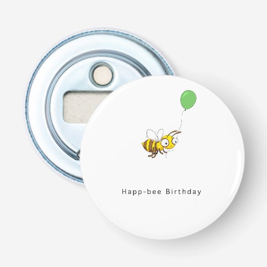 Happ-bee Geburtstag. Geburtstagsgeschenk Flaschenöffner (Vorderseite)