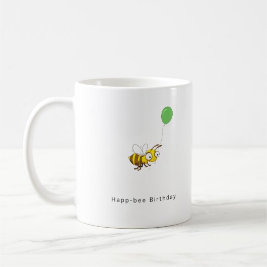 Happ-bee Geburtstag. Geburtstagsgeschenk Kaffeetasse (Links)