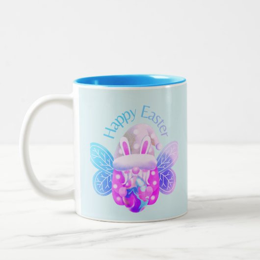 Happ Oaster Hand Drawing Gnome Ostersonne Zweifarbige Tasse (Links)