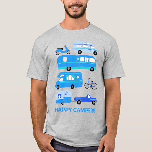 HAPPCAMPERS Vintag Retro Trailer RV Vanlife T-Shirt (Vorderseite)
