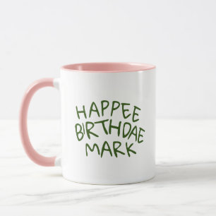 Happee Geburtstag Name mit grünem Text Tasse