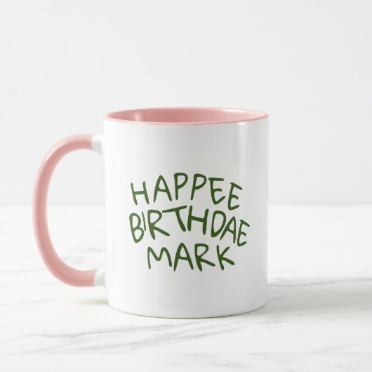 Happee Geburtstag Name mit grünem Text Tasse (Links)