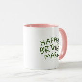 Happee Geburtstag Name mit grünem Text Tasse (VorderseiteRechts)
