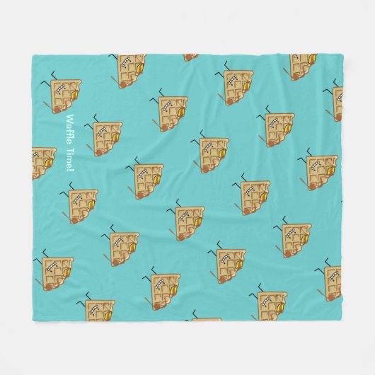 Happer Waffel mit Sirup und Butterbrot Fleecedecke (Vorderseite (Horizontal))