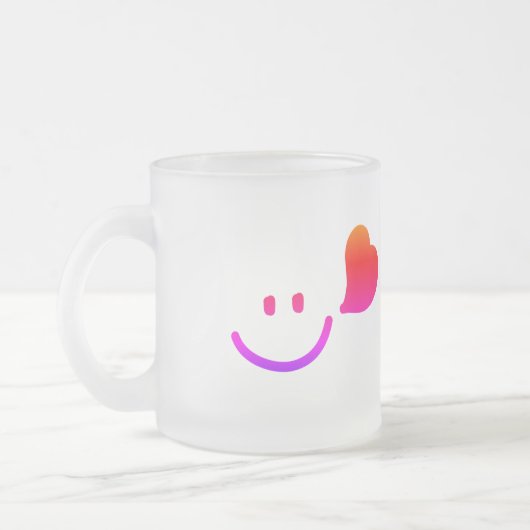 HappeSmiley Face mit Herz - Farbhaar Mattglastasse (Links)
