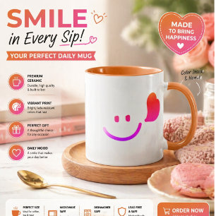 HappeSmiley Gesicht mit Herz – Minimalistische Hap Tasse