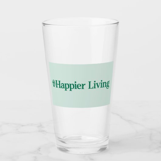HAPPIER LEBENDES Trinkglas Glas (Vorderseite)