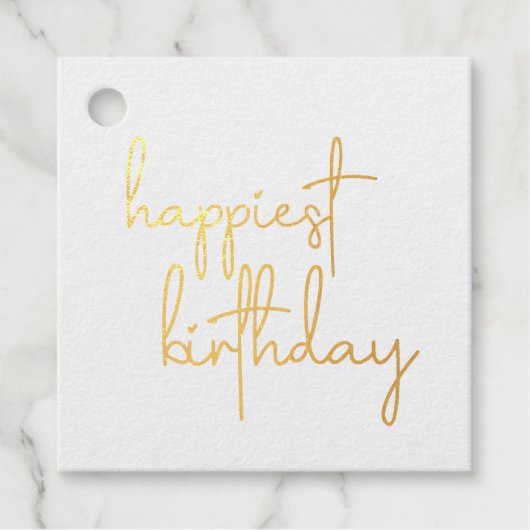 Happiest Birthday Trendy Script Geschenkanhänger (Vorderseite)