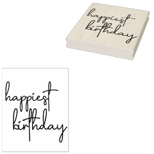 Happiest Birthday Trendy Script Gummistempel