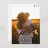Happiest Day Elegante Kalligrafie Hochzeitsszenari Postkarte (Vorne/Hinten)