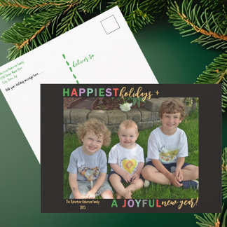 Happiest Holidays & A Joyful New Year Photo Feiertagspostkarte