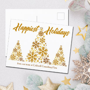 Happiest Holidays Chic Gold Weihnachtsbaum Company Feiertagspostkarte