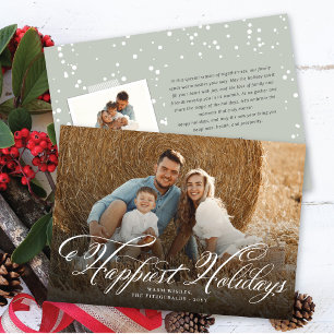 Happiest Holidays Extravagant White Script Classic Feiertagskarte