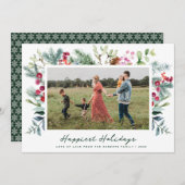 happiest holidays greenery frame christmas card feiertagskarte (Vorne/Hinten)