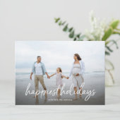 Happiest Holidays hand Schriftliche Weihnachten Fo (Stehend Vorderseite)