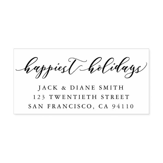 Happiest Holidays Kalligraphie | RÜCKSENDEADRESSE Permastempel (Design)