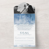 Happil ever after wedding party foto dusty blue all in one einladung (Innen)