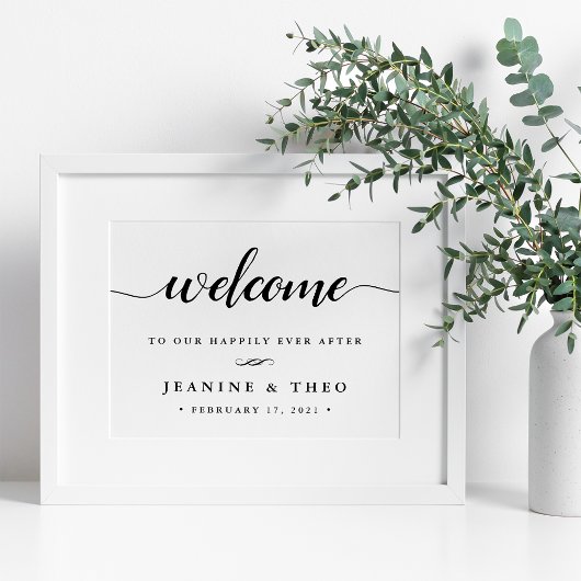 Happil Ever After Wedding Welcome Sign Poster