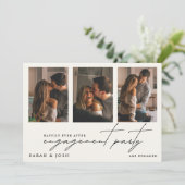 Happily Ever After 4 Photo Cream Engagement Party Einladung (Stehend Vorderseite)
