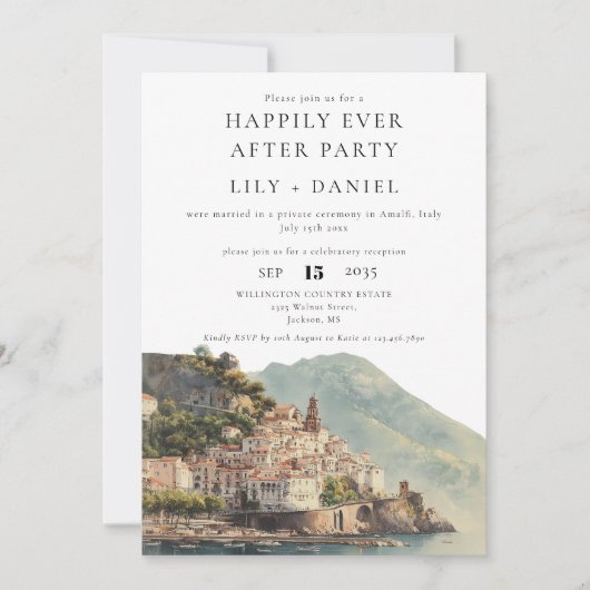 Happily Ever After Amalfi Wedding Photo Einladung (Vorderseite)